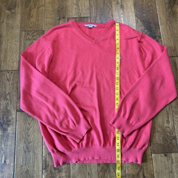 Southern Tide V-Neck Sweater Mens XL Coral Long Sleeve Pullover 100% Cotton - Picture 3 of 7